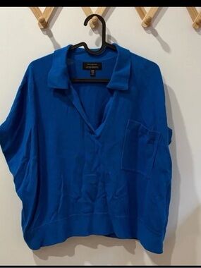 Banana Republic Bright Blue V-Neck Collared Tunic